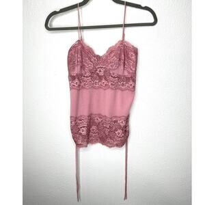 Whim Rose Pink Lace Knit Cashmere Blend Cami Top S